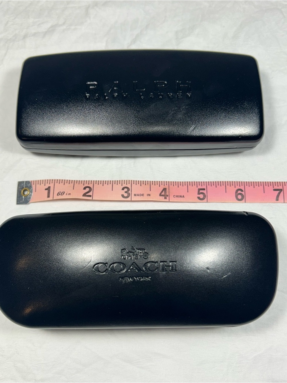 2 Designer Eyeglass Hard Cases - Coach New York & Ralph Lauren - Black Clamshell
